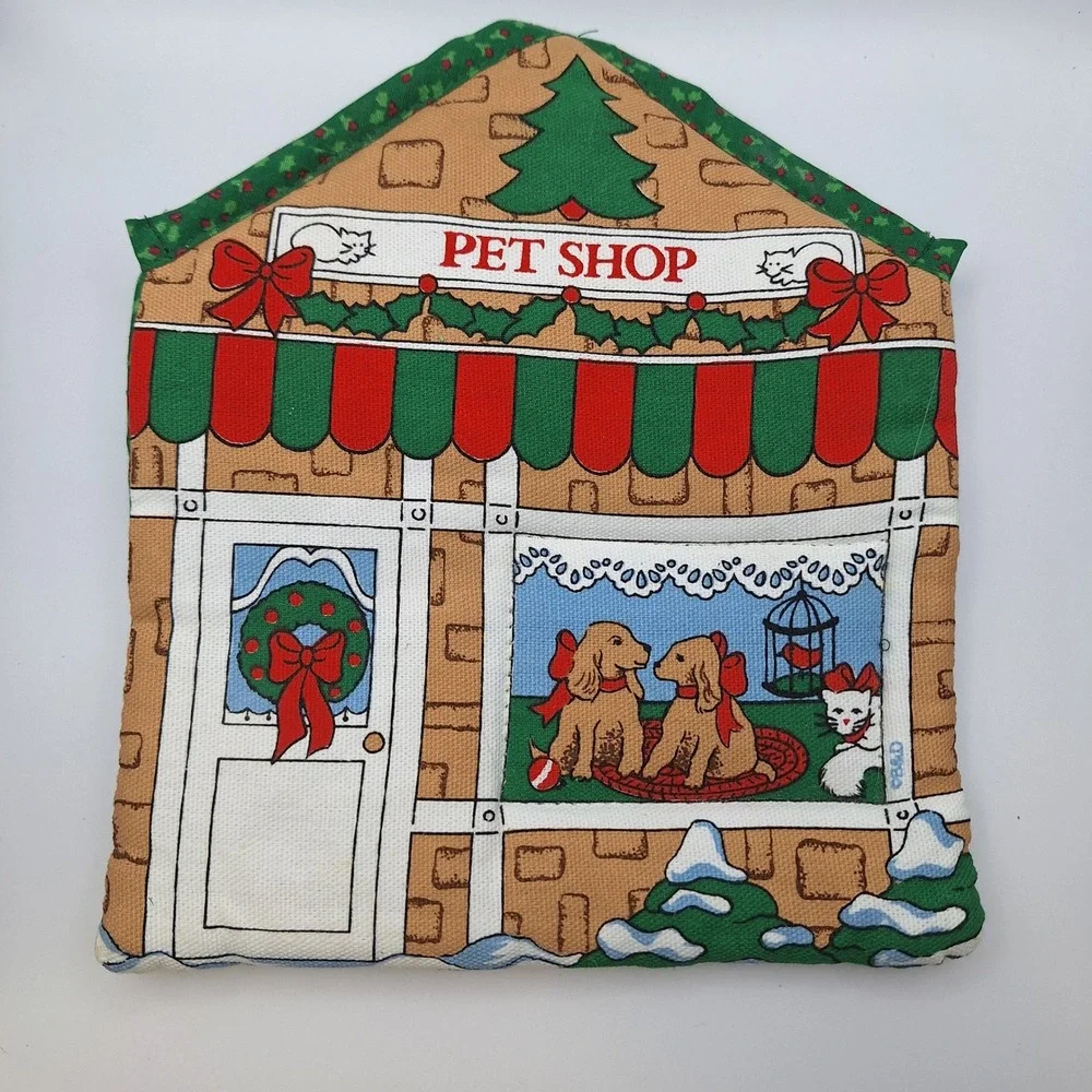 Christmas Pet Shop Potholder Hot Pad Oven Mitt Festive‎ Holiday Kitchen Handmade